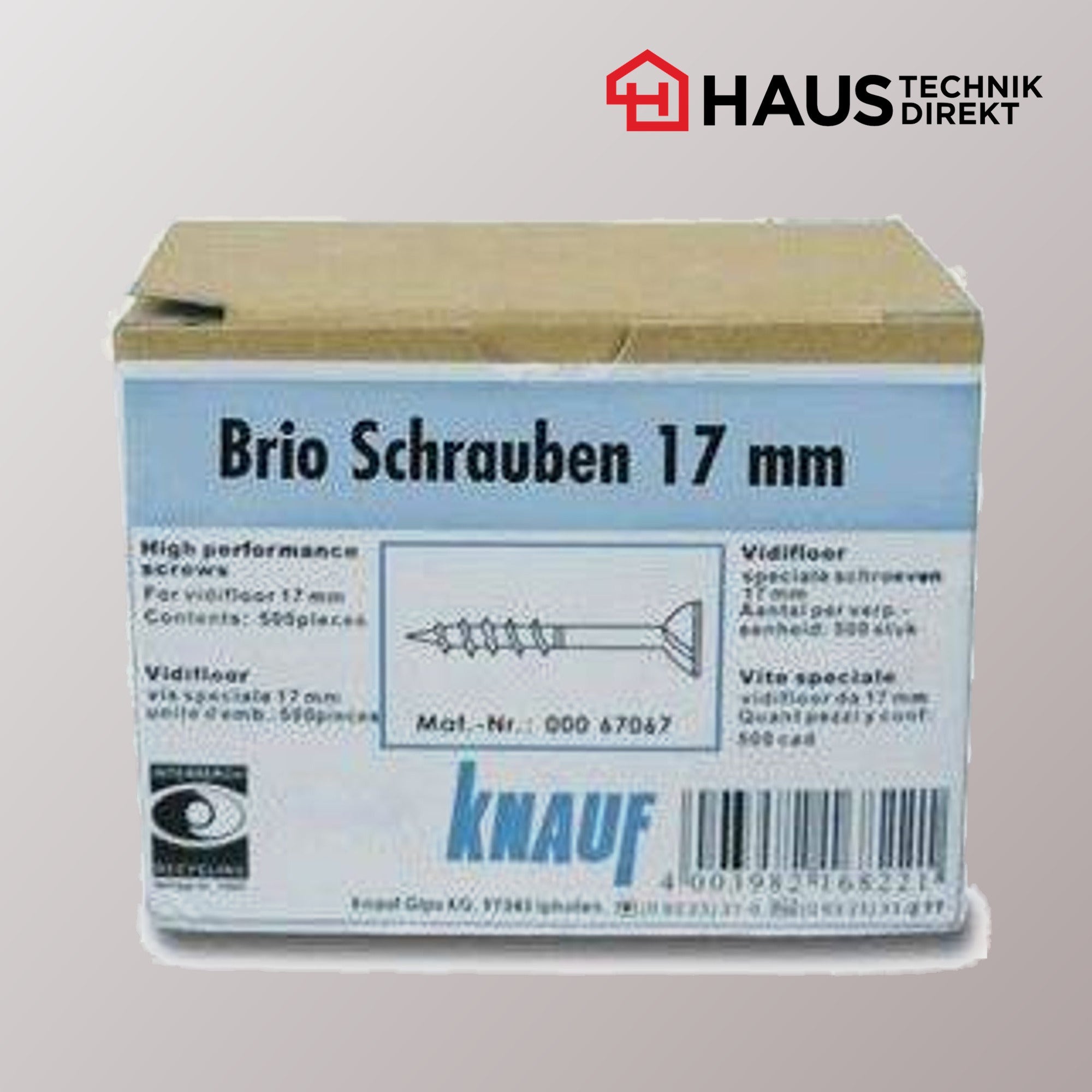 Knauf Brio Schrauben 17 mm für Trockenestrich, Verpackung mit 500 Stück