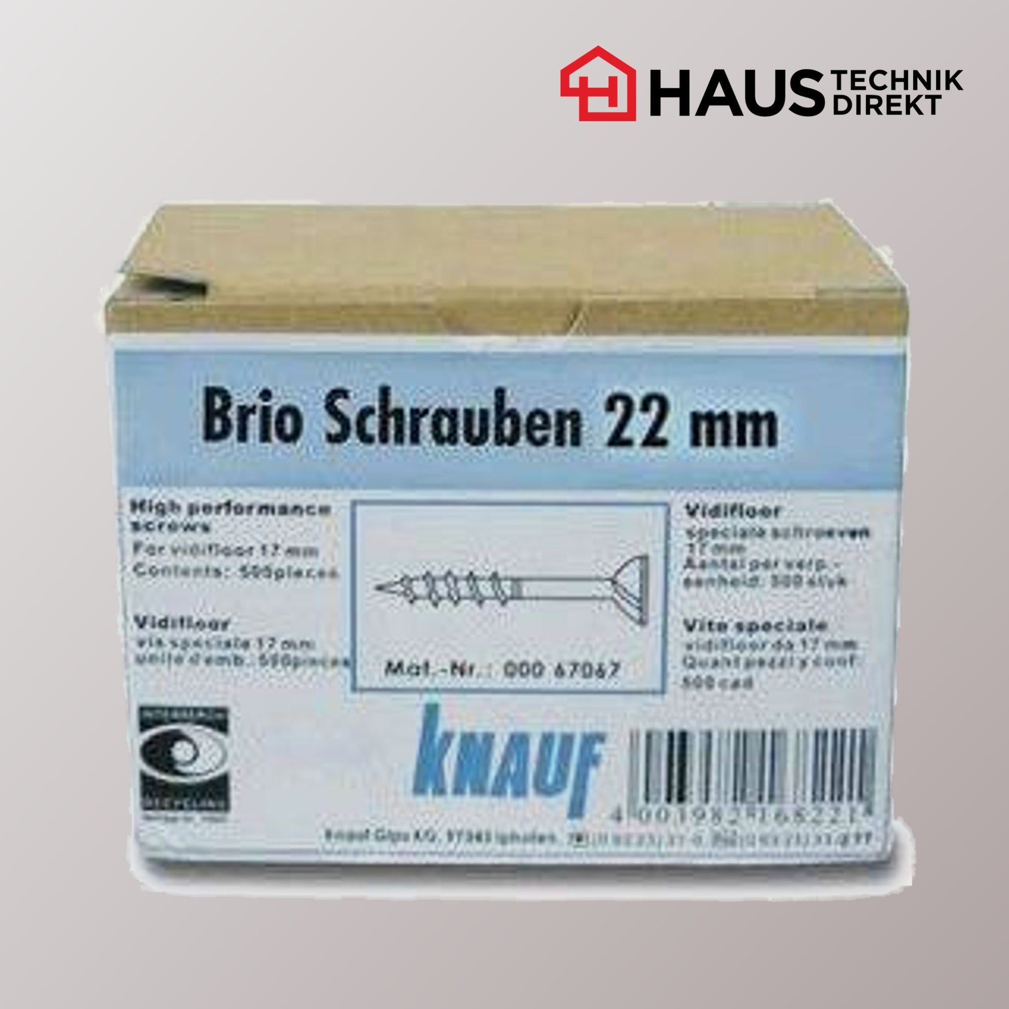 Knauf Brio Schrauben 22 mm für Trockenestrich, Verpackung mit 500 Stück