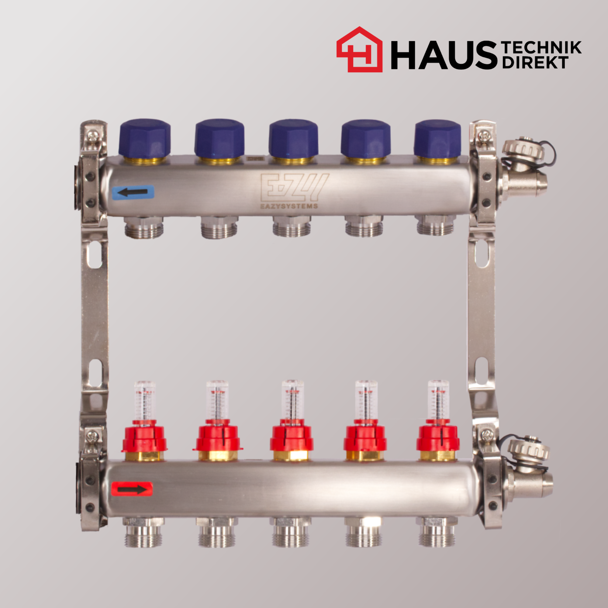EAZY-Systems High-End Heizkreisverteiler mit 5 Heizkreisen