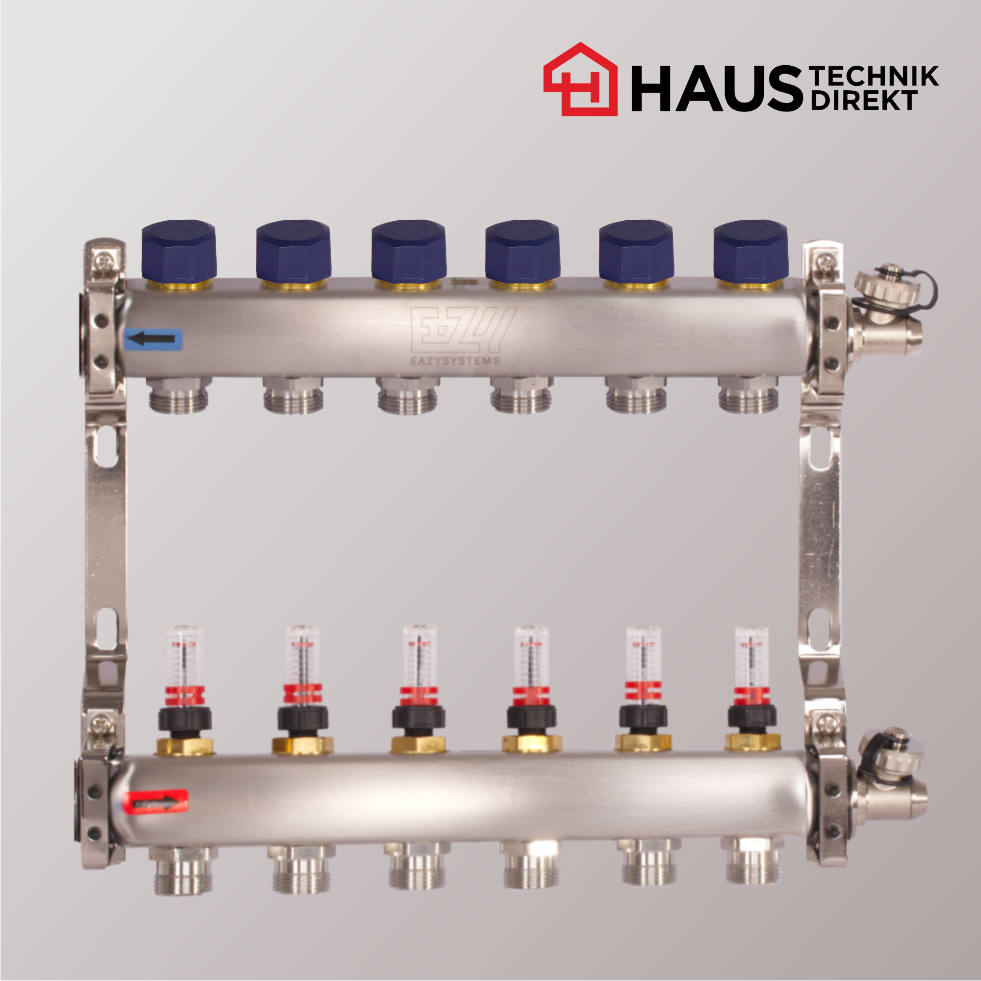 EAZY-Systems High-End Heizkreisverteiler mit 6 Heizkreisen