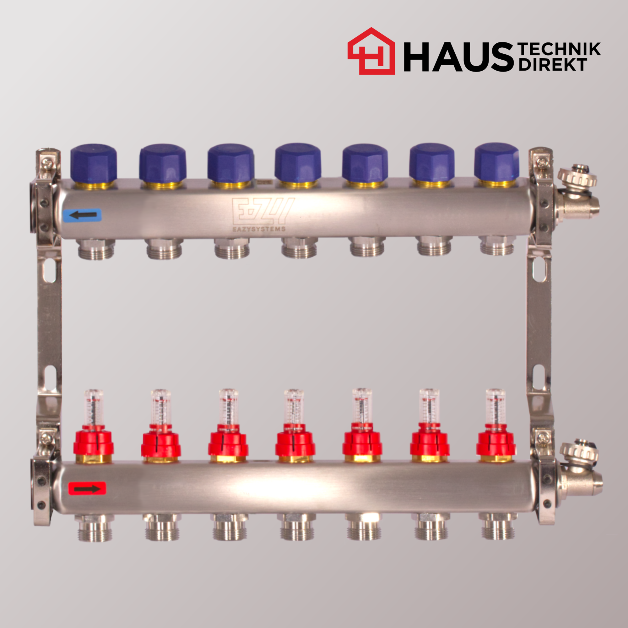 EAZY-Systems High-End Heizkreisverteiler mit 7 Heizkreisen