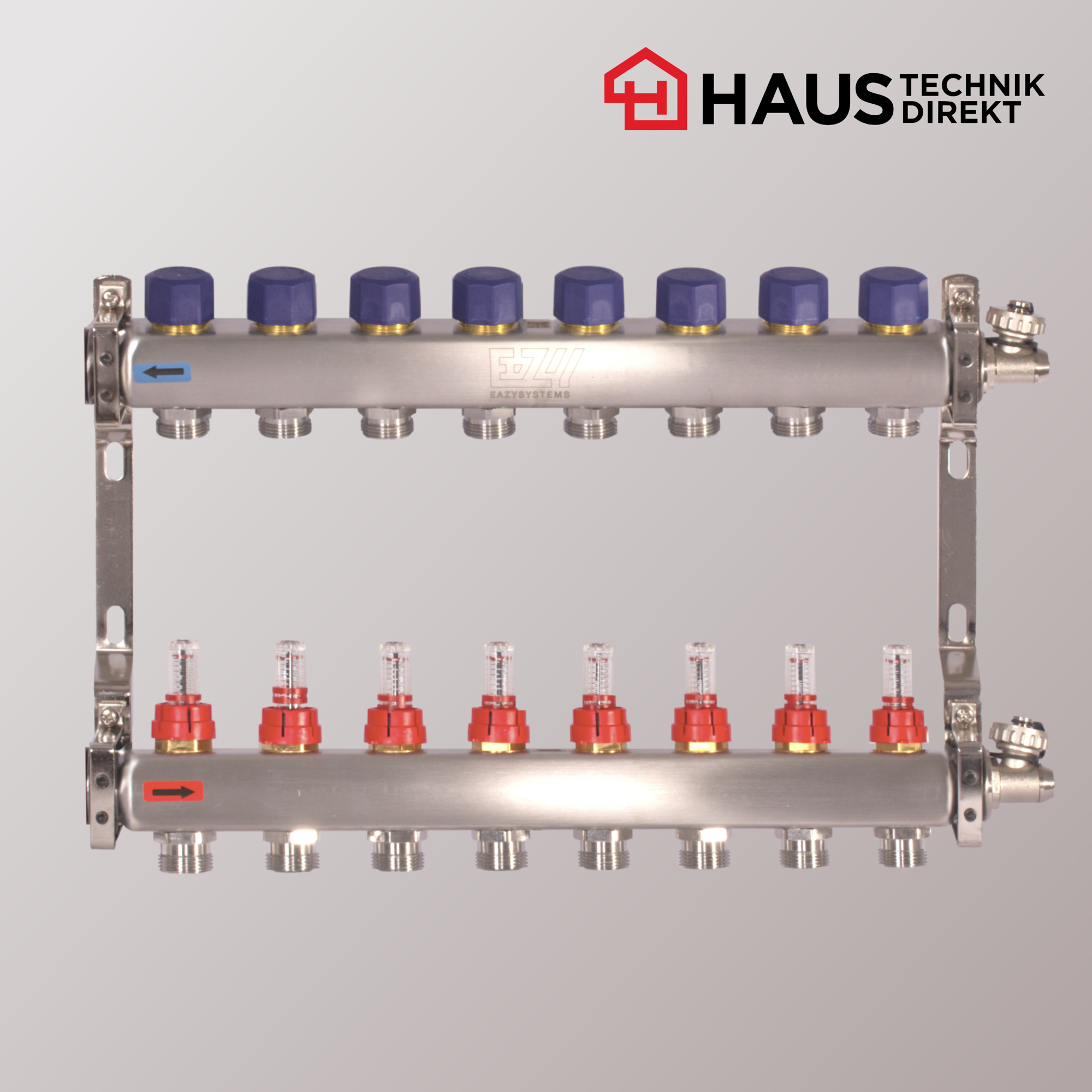 EAZY-Systems High-End Heizkreisverteiler mit 8 Heizkreisen