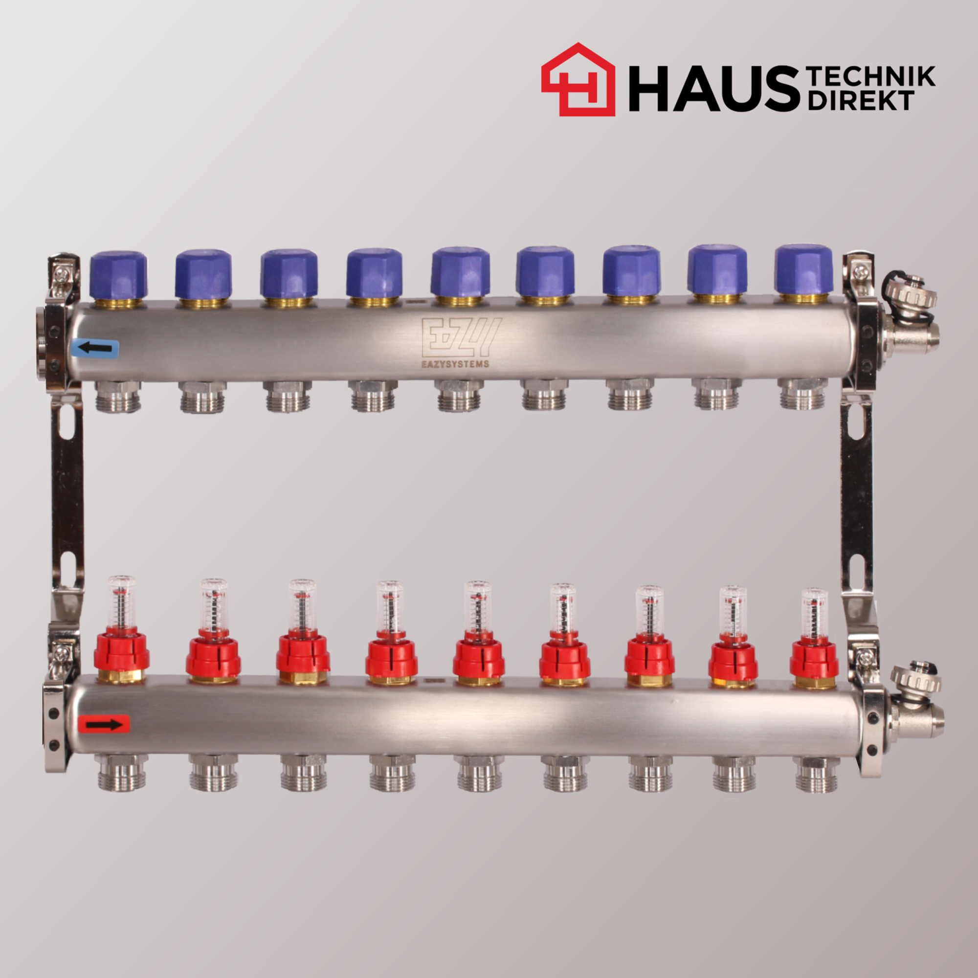 EAZY-Systems High-End Heizkreisverteiler mit 9 Heizkreisen