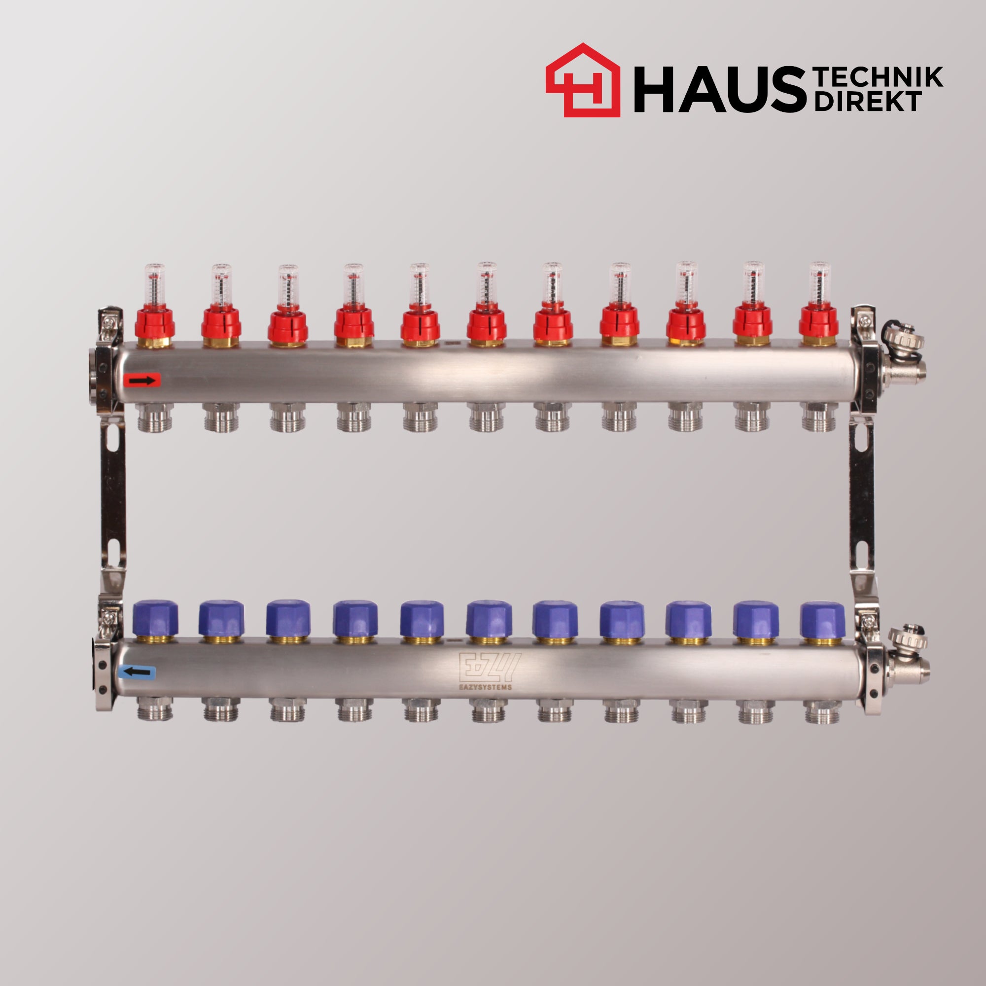 EAZY-Systems High-End Heizkreisverteiler mit 10 Heizkreisen