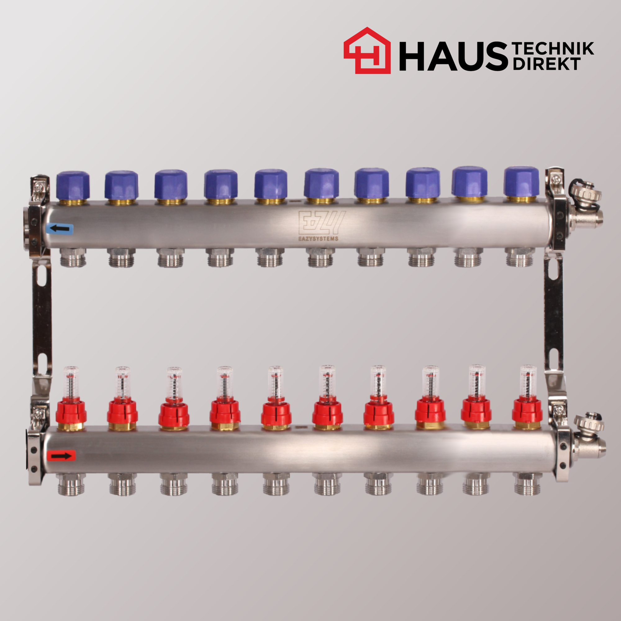 EAZY-Systems High-End Heizkreisverteiler mit 10 Heizkreisen