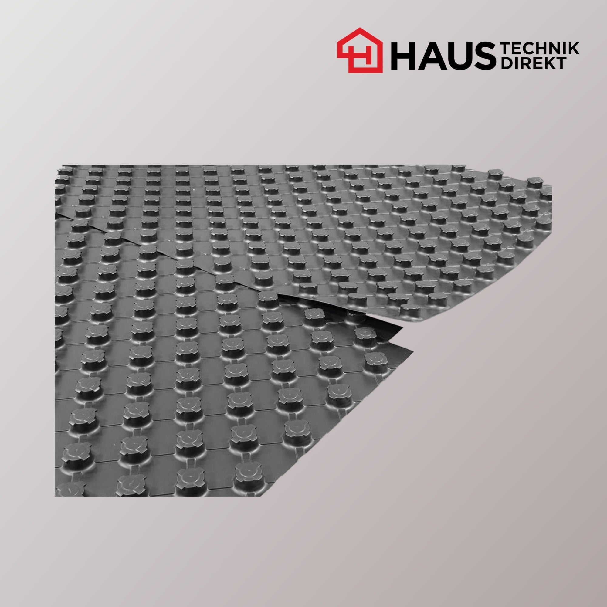 Zwei Noppenplatten 30-2 mm überlappend verlegt, Randüberlappung des Verlegesystems
