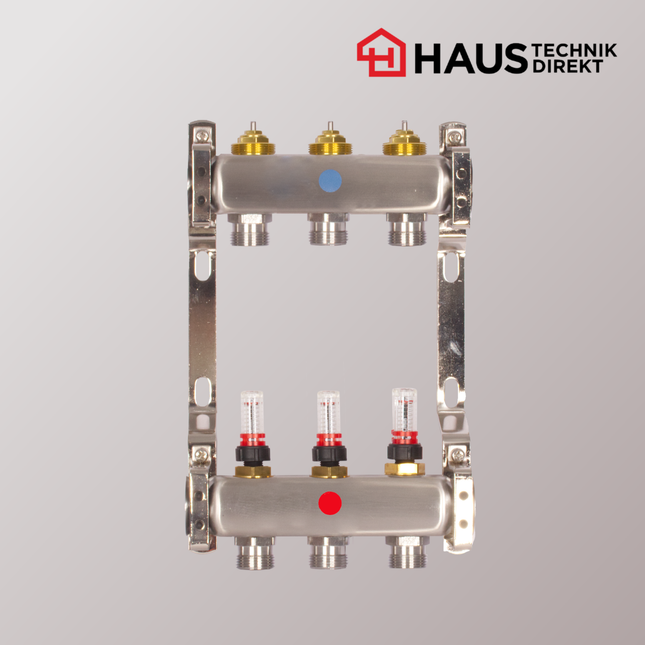 HD-Edelstahl Heizkreisverteiler – powered by EAZY Systems – 3 Heizkreise