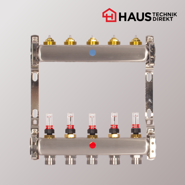HD-Edelstahl Heizkreisverteiler – powered by EAZY Systems – 5 Heizkreise