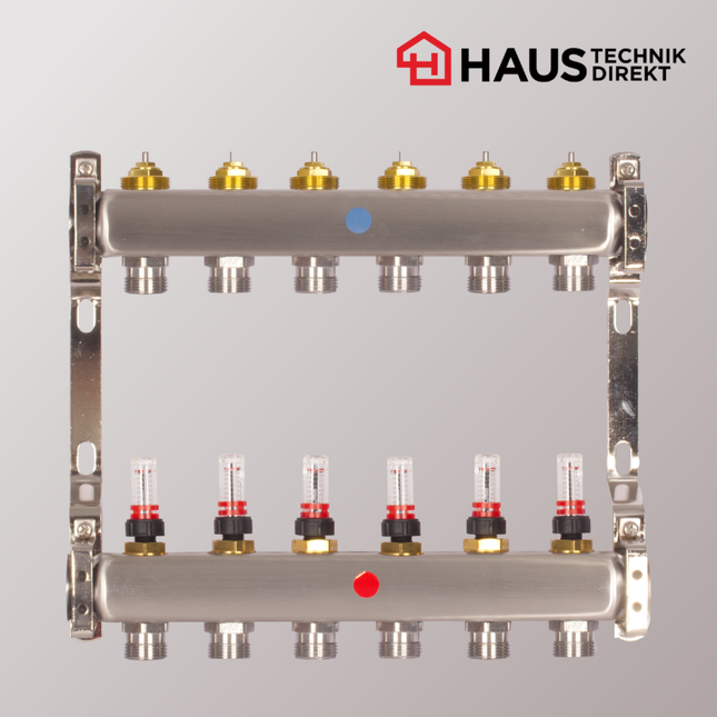 HD-Edelstahl Heizkreisverteiler – powered by EAZY Systems – 6 Heizkreise