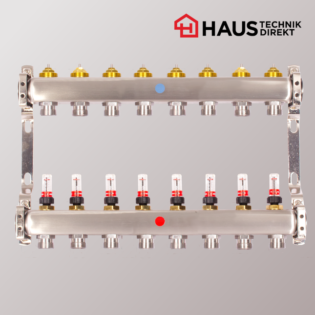 HD-Edelstahl Heizkreisverteiler – powered by EAZY Systems – 8 Heizkreise