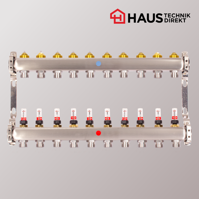 HD-Edelstahl Heizkreisverteiler – powered by EAZY Systems – 10 Heizkreise