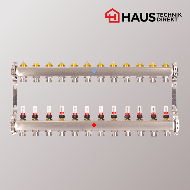 HD-Edelstahl Heizkreisverteiler – powered by EAZY Systems – 12 Heizkreise