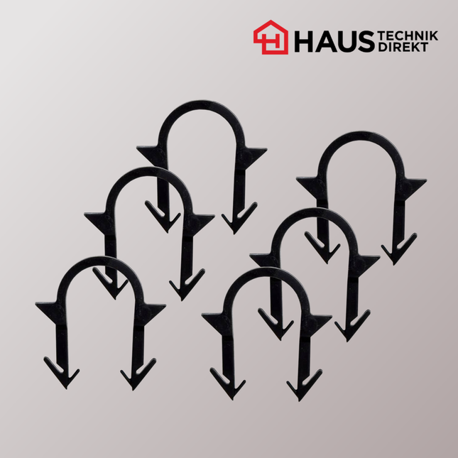 Tackernadeln / Ankerclips zur Rohrbefestigung Ausführung "kurz" 300 Stk. verklebt Paket