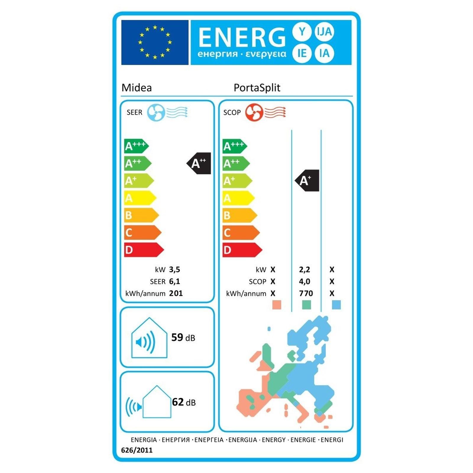 Midea PortaSplit Mobile Split-Klimaanlage 3,5 kW | Kühlen & Heizen | A++ | WiFi